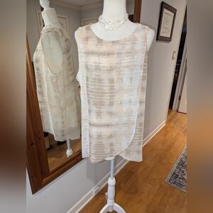 Unworn H by Halston Sleeveless Beige and Cream Layered Blouse
